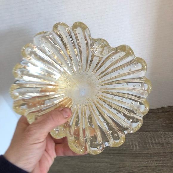 Hand Blown Glass Bowl with Gold Accents - Picture 5 of 16